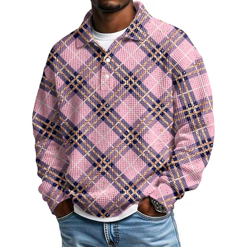 Men Casual Button Down Shirt Golf Pullover V Neck Stand Collar Fashion Fall Sweatshirt