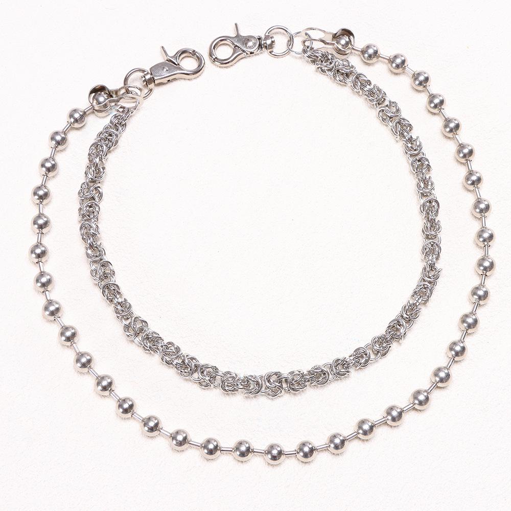 Стильная двухслойная цепочка для брюк  Кость дракона  с круглыми бусинами для мужчин