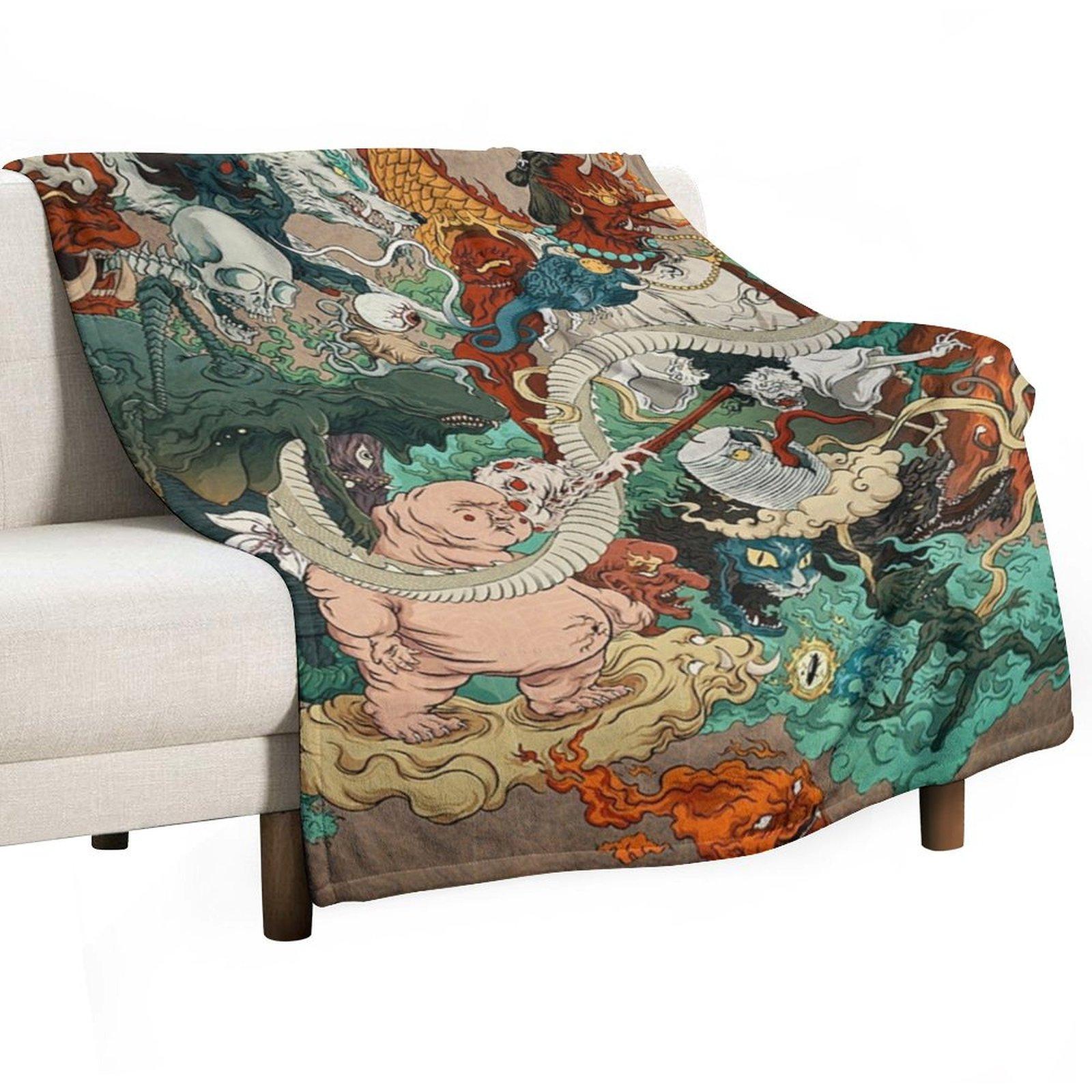 

Japanese kaiju monsters Throw Blanket Soft Plaid Plush Decorative Sofas Multi-Purpose Blankets 30x40in