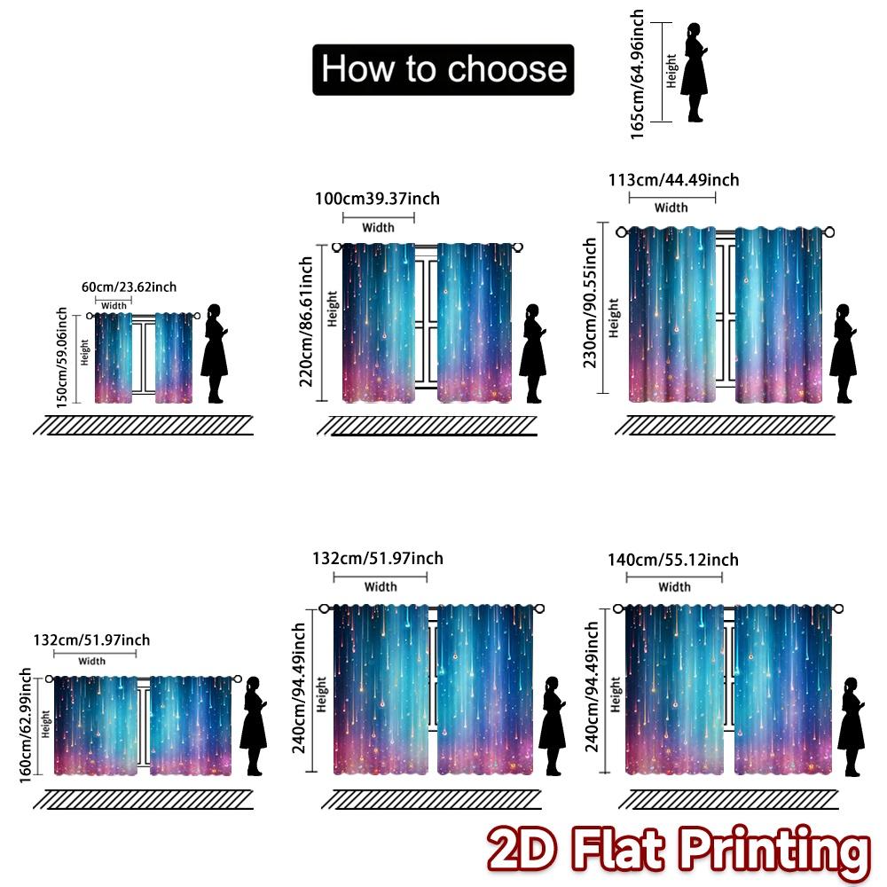 2D FLAT PRINTING 2pcs Curtains (Without Rod) Colorful Falling Droplets Chic Chic Curtains Polyester Curtains Home Decor Suitable