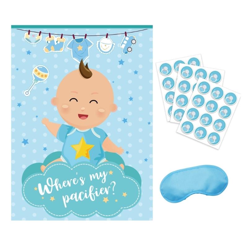 

Party Game Pin the Horns Kids Birthday Decorations with Stickers and Eye Mask Baby Shower Activities Accessories 1 синій