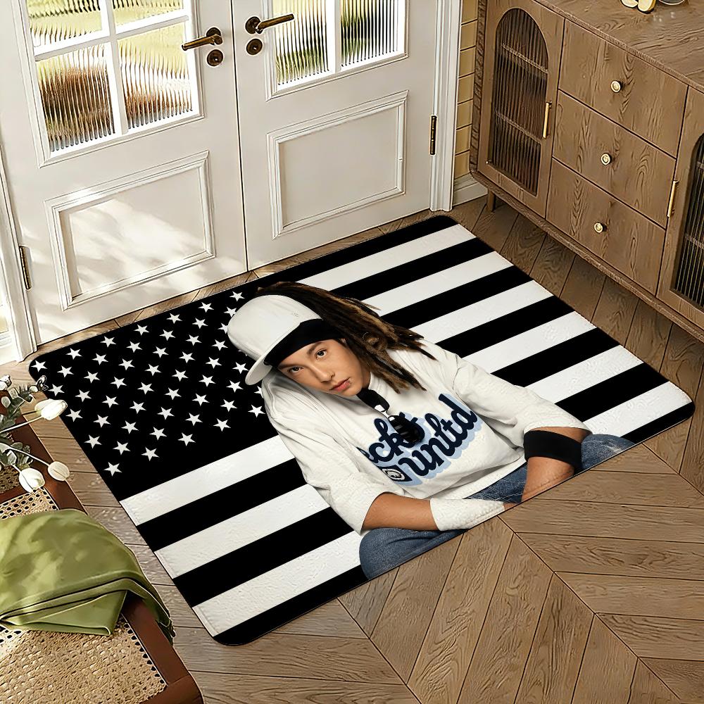 Guitarist T-Tom Kaulitz Singer Floor Mat Soft Thickened Absorbent Non-Slip Bedroom Living Room Door Mat Home Decor Flannel Rugs