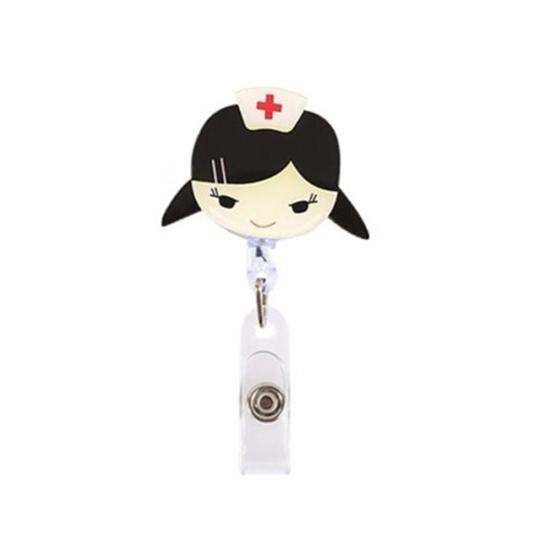 Cartoon Nurse Doctor Retractable Reel ID Badge Label Name Card Tag Clip