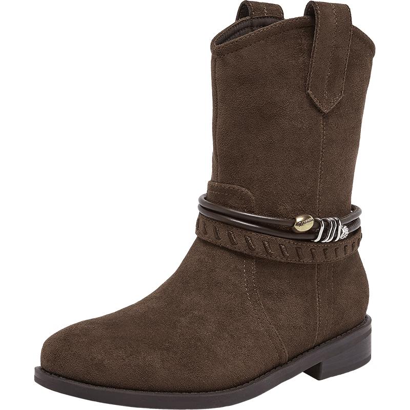 Women s Fashion Retro Western Ankle Boots 36