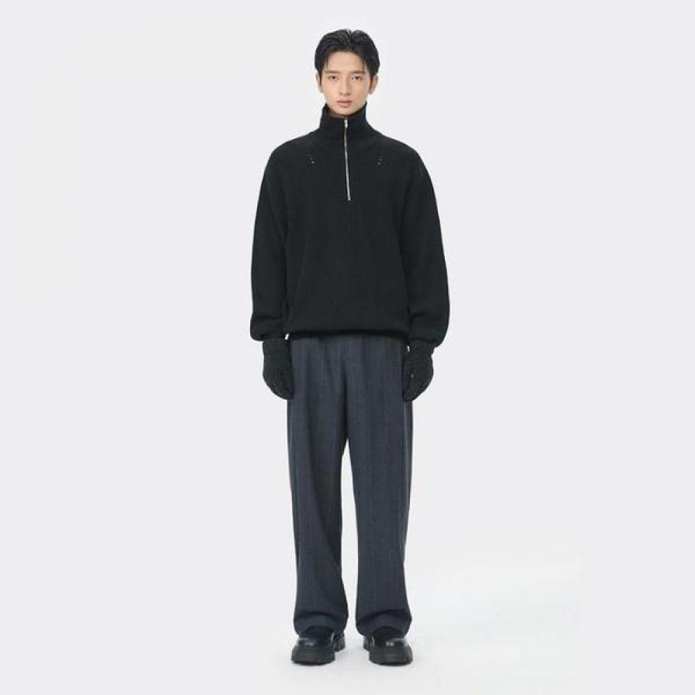 Customellow Black Turtle Neck Half Zip Sweater Black Cwwaw25903bkx Black/S