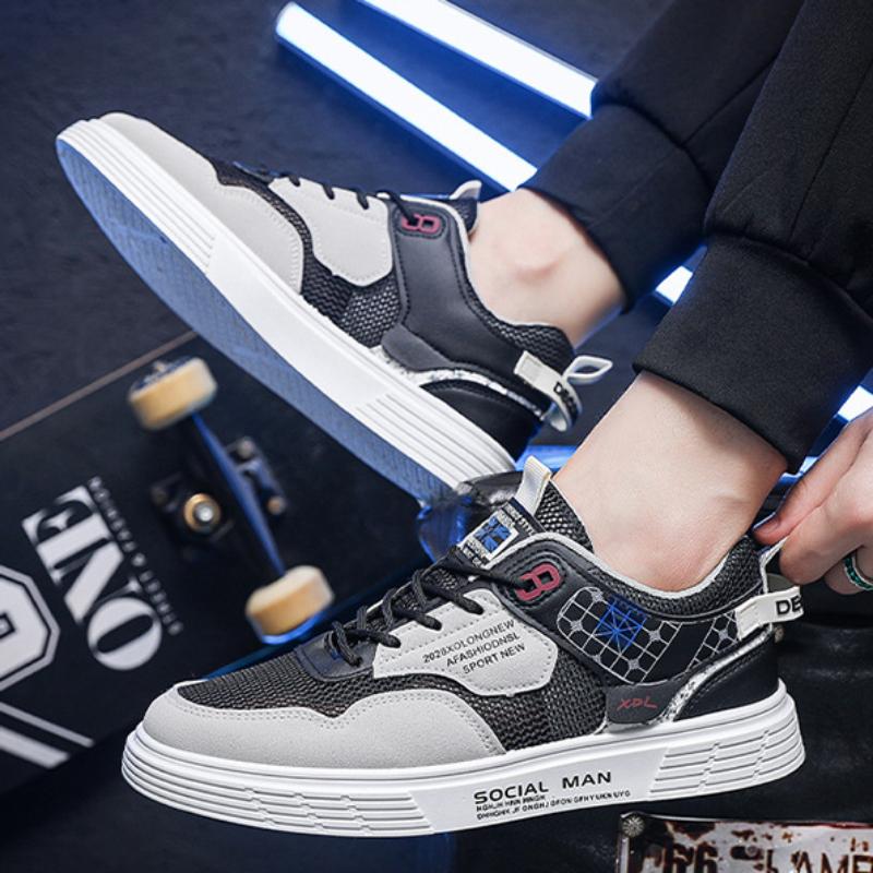 Pánské tenisky Prodyšné Vycházkové Šněrovací Skateboardové boty pro muže Nová Móda Ležérní Pánské PU Kůže Vulkanizované Boty Pánské Boty