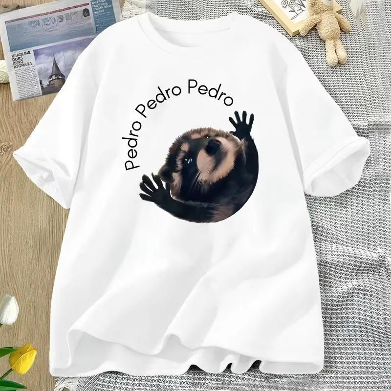 

Pedro Raccoon Tshirt Funny Trash Panda Dancing Meme Graphic T Shirts Women Animal Tshirt Short Sleeve Women Clothing Y2k Top S