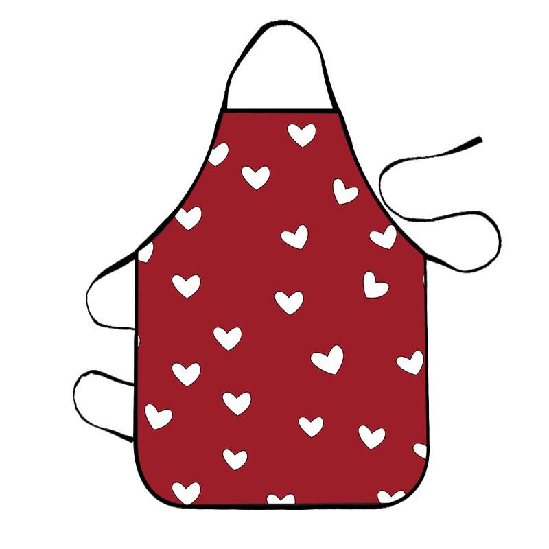 Romantic Valentines Day Apron With Black Heart Letter Print Waterproof Sleeveless Kitchen Cooking Gear For Couples