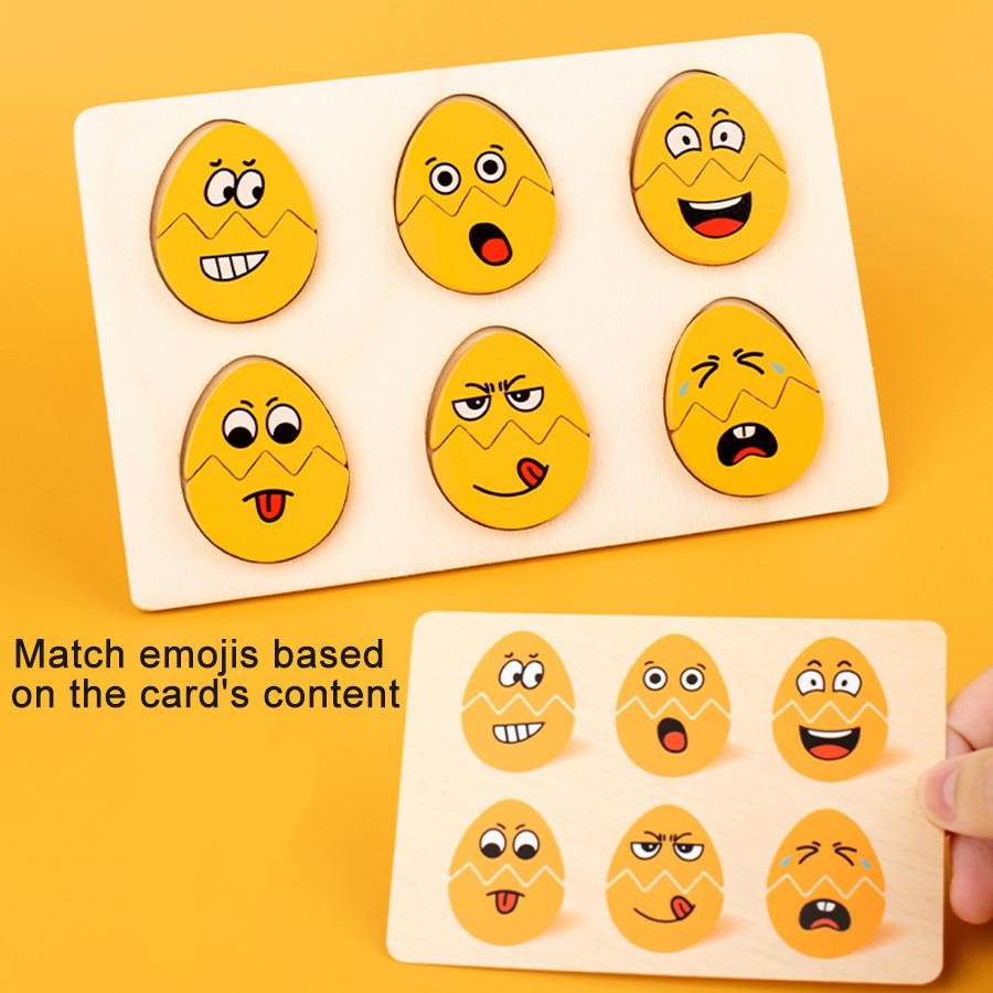 Children Wooden Expressions Egg Shaped Montessori Toy For Toddlers Preschool Kids' DIY Wooden Gifts Sensory Educational Toys