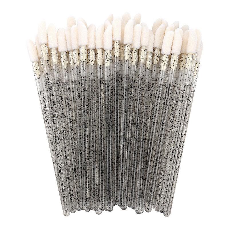 Shiny Crystal Disposable Eyelash Applicator 50pcs/Bag with Nylon Mascara Wands Spoolie Brushes for Lash Extension & Makeup Tools