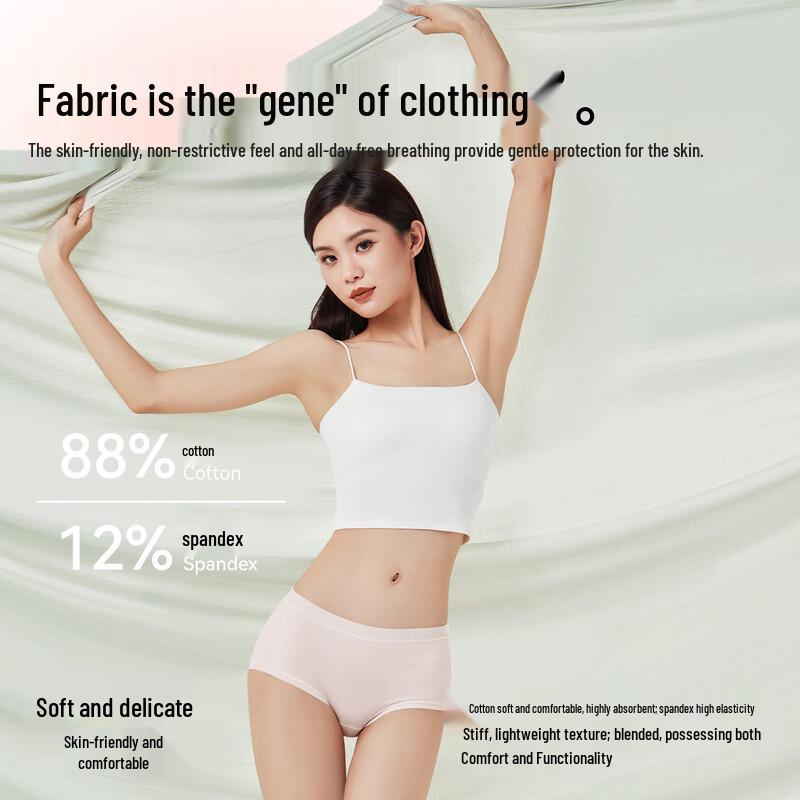 Etam Women's Seamless Combed Cotton Mid-High Waist Antibacterial Briefs