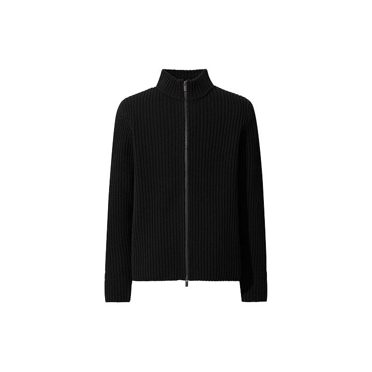 UNIQLO Ribbed Zip Long Sleeve Knit Cardigan Men cardigans Black 435794-09