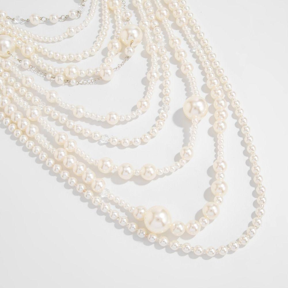 Exaggerated Pearl Sweater Chain Baroque Bridal Jewelry Sweet Multilayer Pearl Necklace  Gift