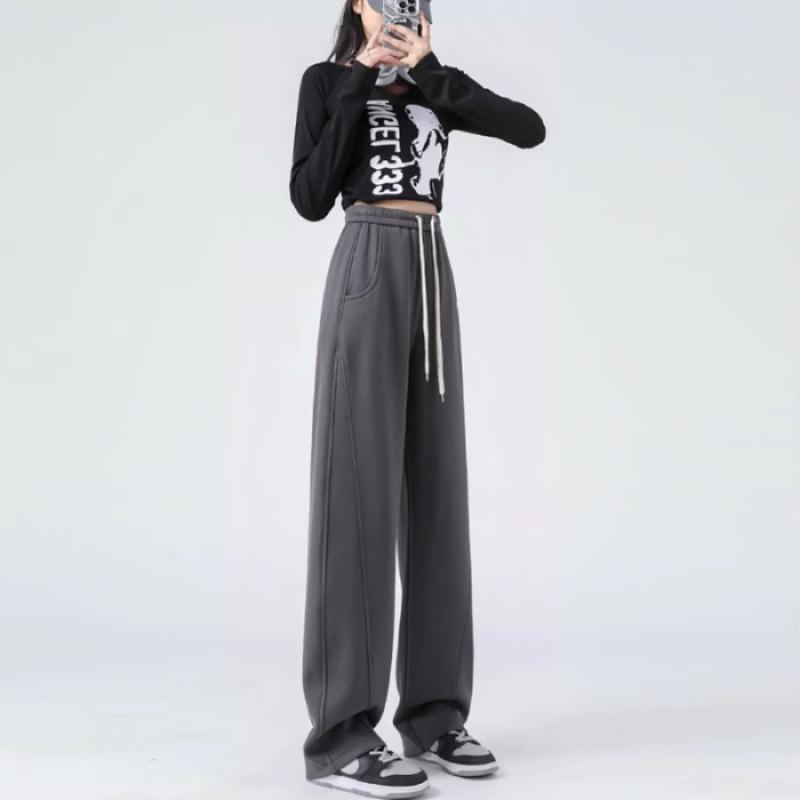 

Postpartum Maternity Wide-Leg Pants Women s 2024 New Banana Pants - Spring/Autumn Casual Straight Sweatpants 3XL темно-серого