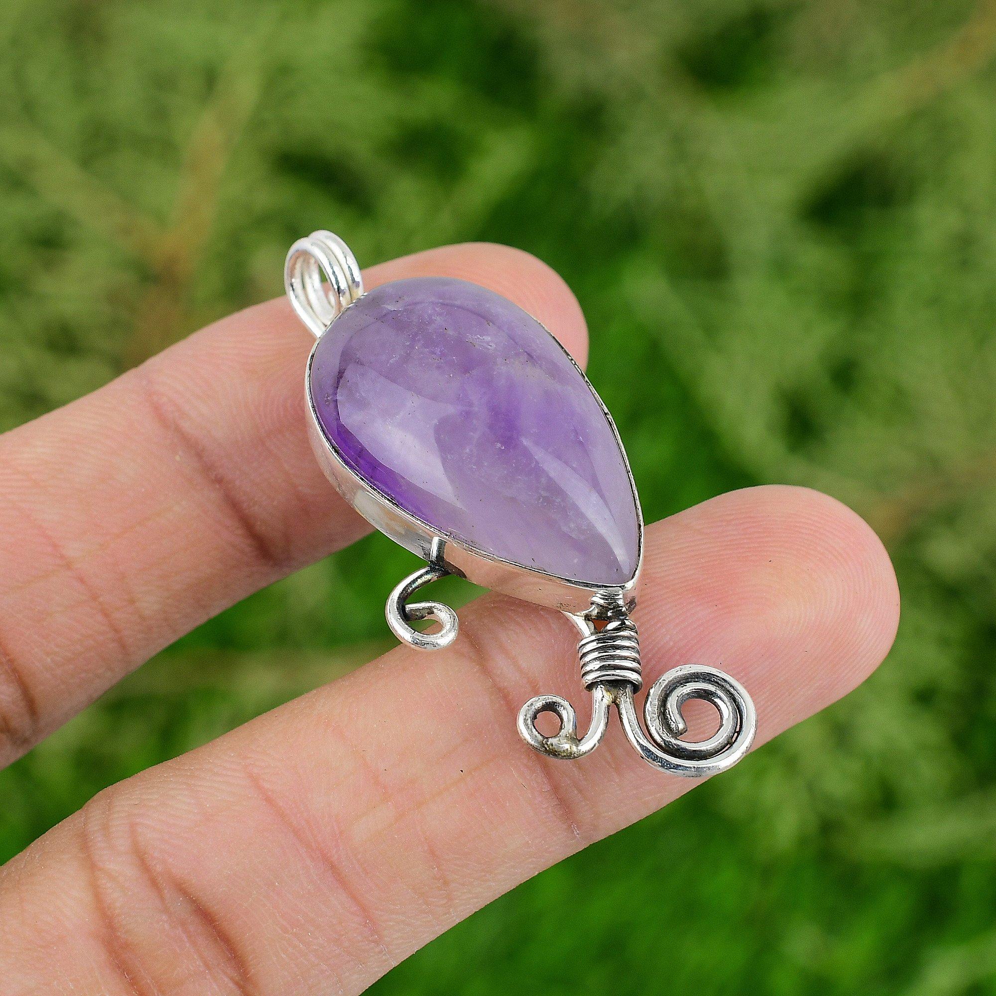 

Daughters Day Sale Sterling Silver Natural African Amethyst Sister Boho Pendant
