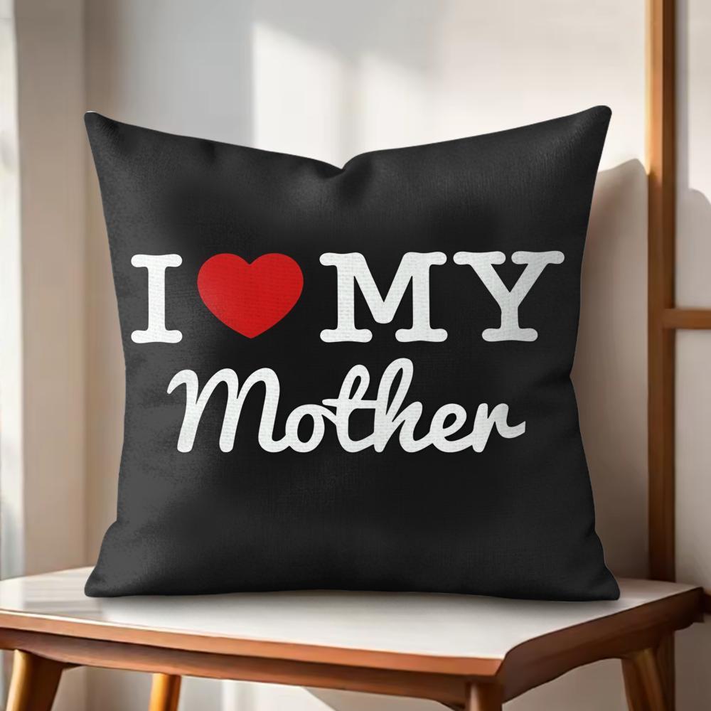I LOVE MOM Cushion Cover Natural Linen Organic Fabric DoubleSided Printing Couch Pillow Covers Home Decor