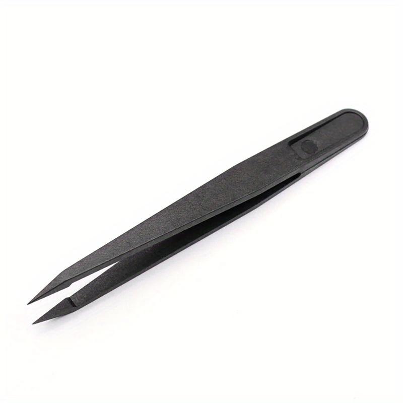 8pcs/set Portable Black Straight Bend Anti-static Plastic Tweezer Heat Resistant Repair Tool
