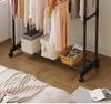 Extra Thick Double Row Vertical Clothes Rack with Wheels for Bedroom Storage