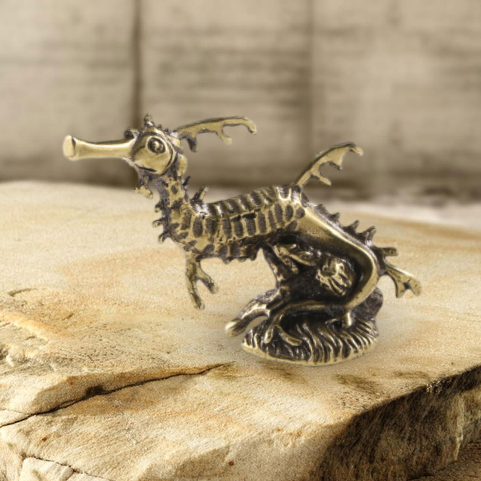 

Tea Pet Seahorse Statue Gift Mini Table Centerpieces Decoration Animal Sculpture Copper Figurine for