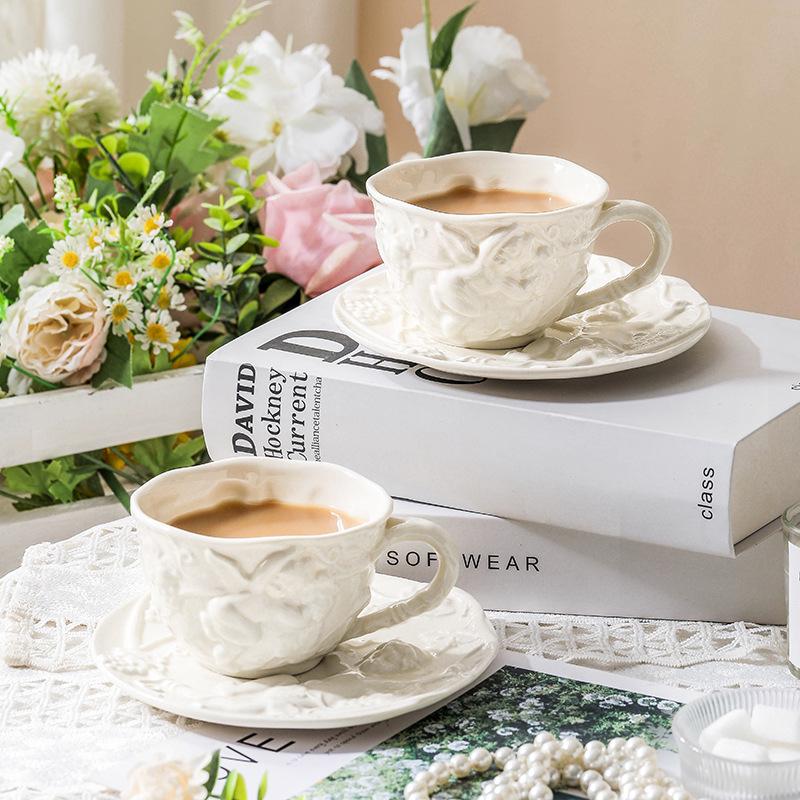 European Afternoon Tea Set: Personalized Embossed Coffee Cup & Kettle In Creative English Court Style.
