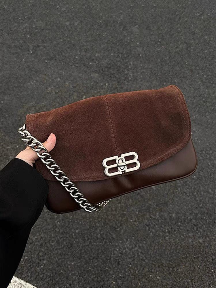 

Ретро замшевая сумка-клатч на цепочке, маленькая квадратная, осенняя новинка, сумка под мышку, высококлассная, на одно плечо, сумка под мышку