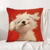 Cute Dog Cushion Cover Natural Linen Organic Fabric DoubleSided Printing Sofa Home Decor Gift Pillow Cover
