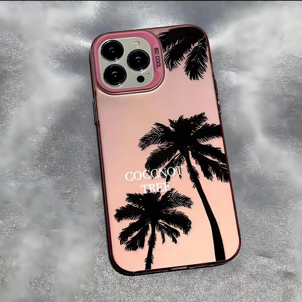 Summer Coconut Tree Silver Phone Case for iPhone 12 Pro Max/13/14/15/16/17