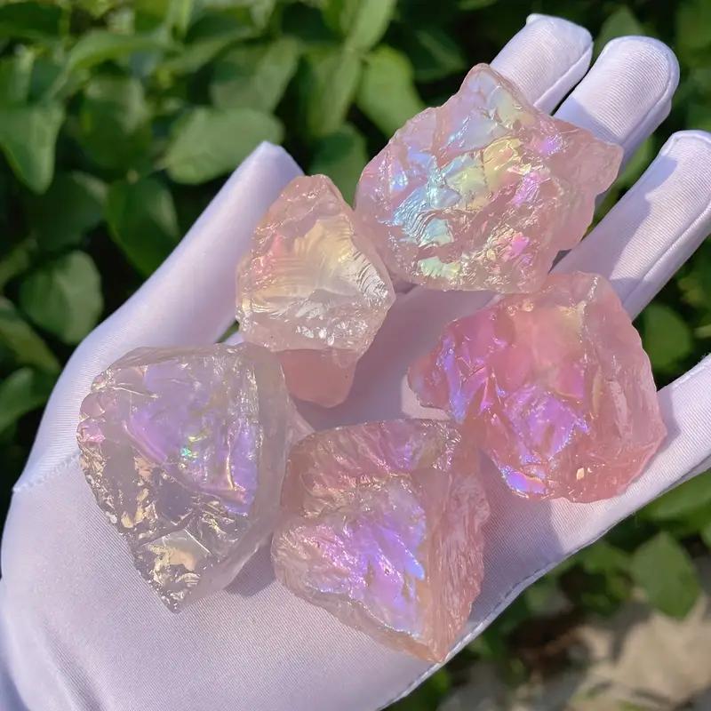Aura Rose Stone Quartz Raw Crystals For Home Decor Best Gift For Family And Friends