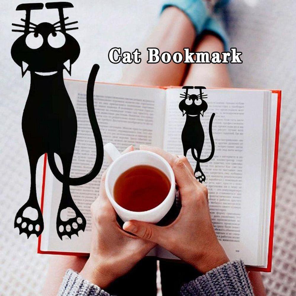 Cartoon Black Cat Bookmarks Hollowed-out Book Folder for Reading Lovers