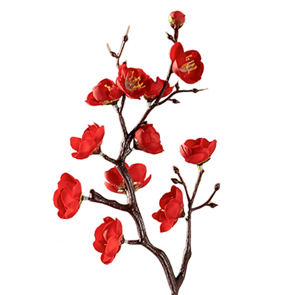 Искусственная сливовая ветка Искусственный шелковый цветок Свадебный искусственный букет Красная сливовая ветка Искусственный цветок Китайский стиль Декор для дома красный