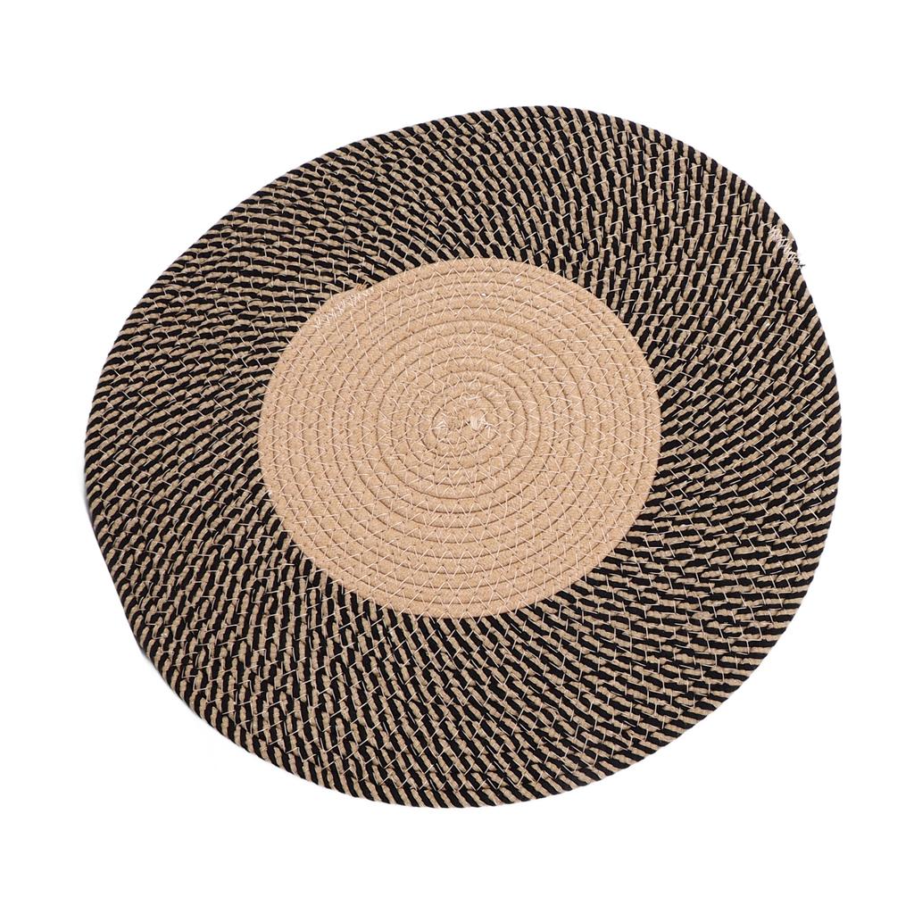 Round Jute Rug Reversible Retro Nordic Style Fashionable Area Rug Circle Carpet for Bedroom Hallway