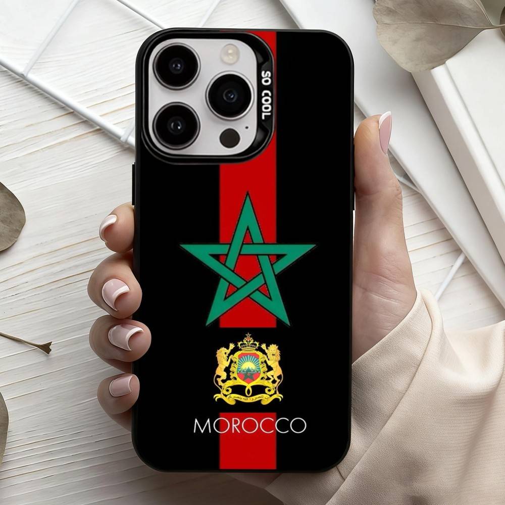 M-Morocco F-Flag Phone Case For iPhone17,16,15,14,13,12,11 Plus,Pro Max Candy Silver Plated Inside Cover