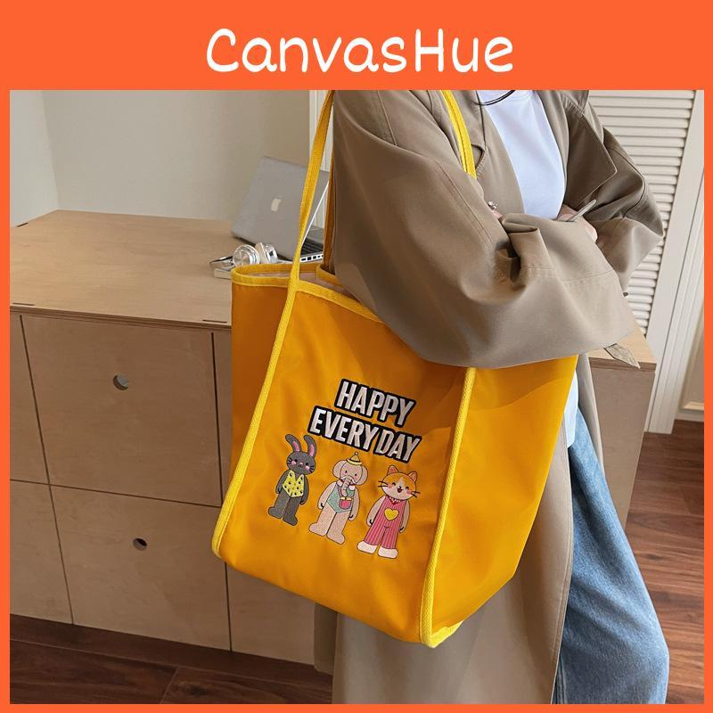 Happy Day Every Letter Large Embroidery Tote Bag Shopping Bag For Daily Use