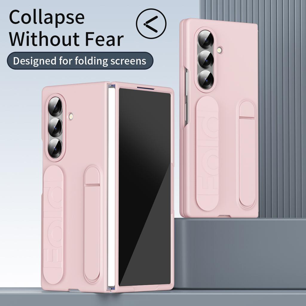 For Samsung Galaxy Z Fold7 5G Phone Case Kickstand Wristband PC Silicone Mobile Cover