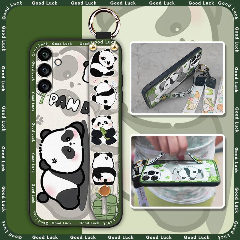 Ring Anti-knock Phone Case For Samsung Galaxy A24/SM-A245F/A25 5G Shockproof Wristband Waterproof Fashion Design Panda
