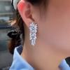 Grid Temperament Full Of Zircon Flower Earrings Bridal Dinner Dress Temperament Luxury Full Of Diamond Earrings
