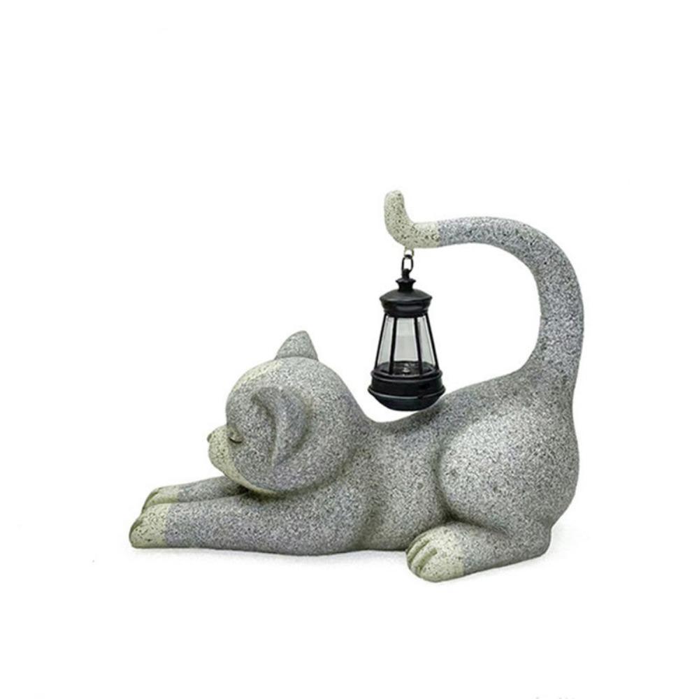 Roztomilé sochy zvířat Lampa Kreativní umění Figurky Ornamenty Kočičí solární socha Světlé nádvoří