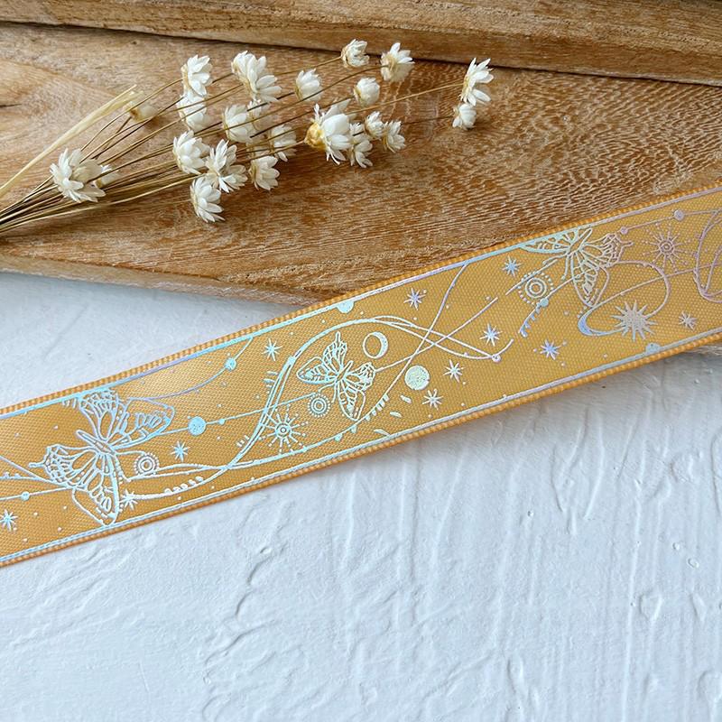 

4.5M Holographic Butterfly Ribbon 2.5cm Width Printed Lace Webbing Hair Accessories Material DIY Scrapbooking Handmade Accessory 2.5x450cm