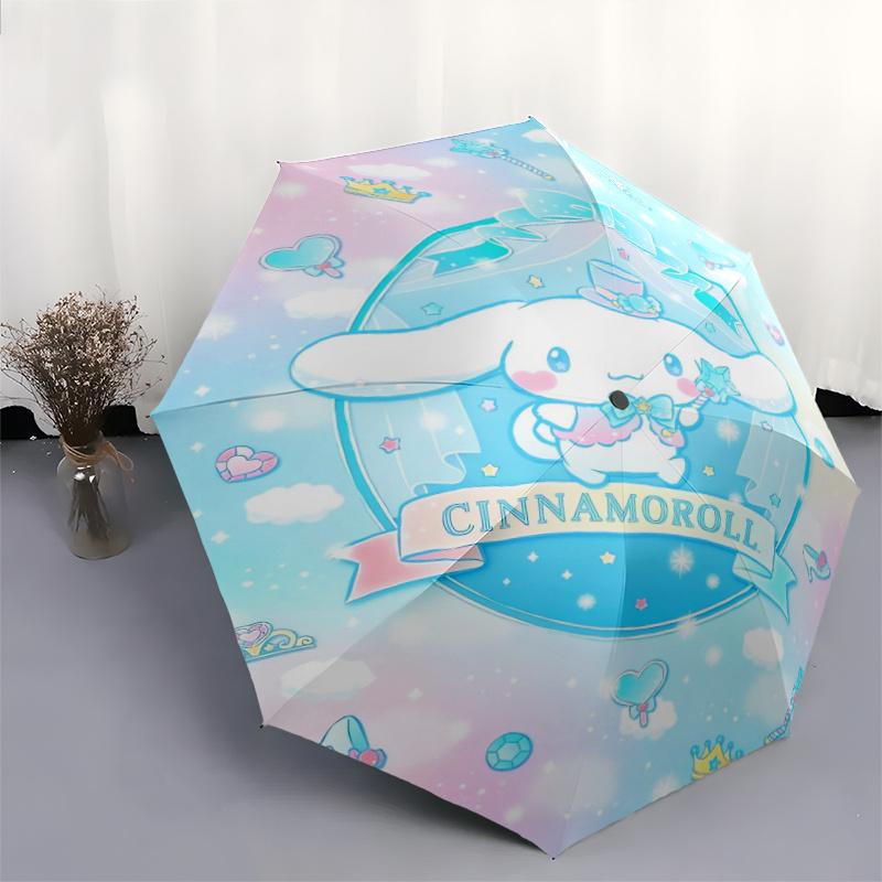 Magic Wand Cinnamoroll Durable Cartoon Folding Umbrella, Portable 3-Fold Compact Umbrella for Men and Women, Suitable for Travel or Daily Use.Y062