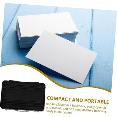 Elegante Caja Portatarjetas de Visita Portátil Estuche de Aluminio Soporte para Tarjetas para Uso de Oficina