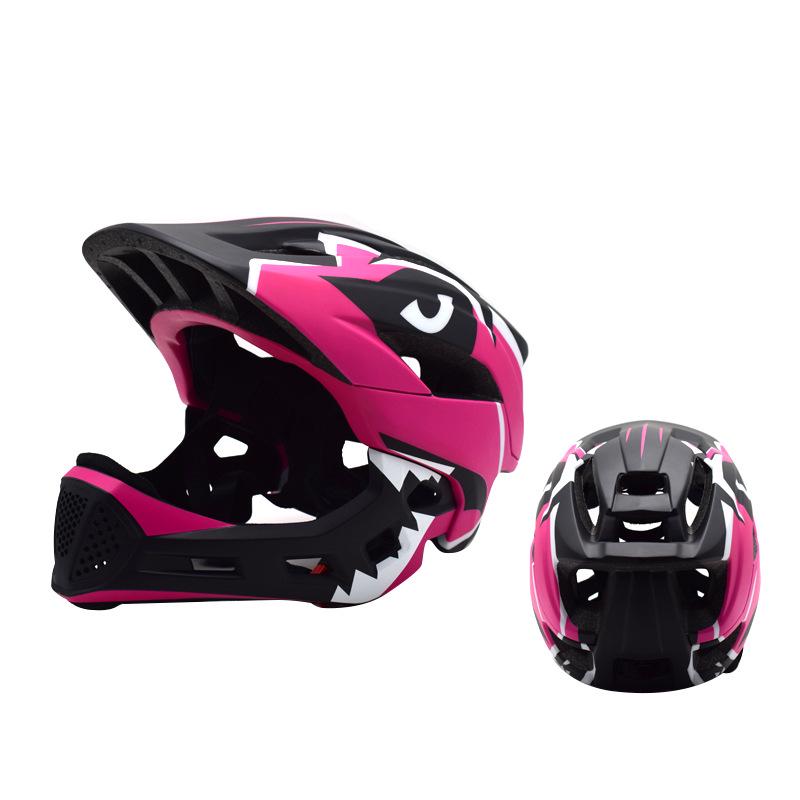 Kids Adjustable Full Face Helmet for Cycling and Balance Bikes One Size черно-розовый