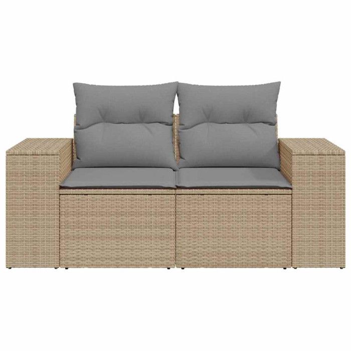 VidaXL Garden Sofa with Cushions 2-Seater Beige Wicker 366096