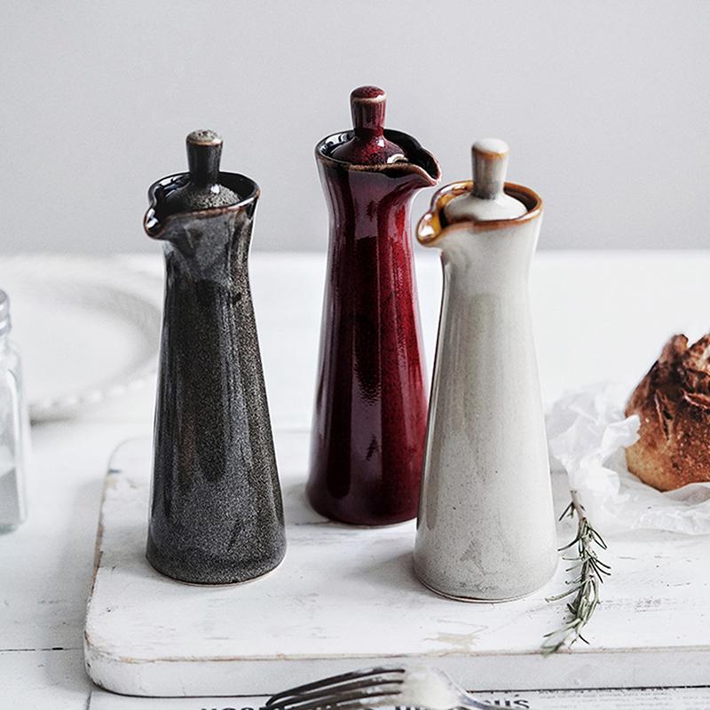 Japon Tarzı Seramik Yağdanlık Ev Tipi Soya Sosu Sirke Yağ Şişesi Zeytinyağı Baharat Saklama Kabı Mutfak Aksesuarları