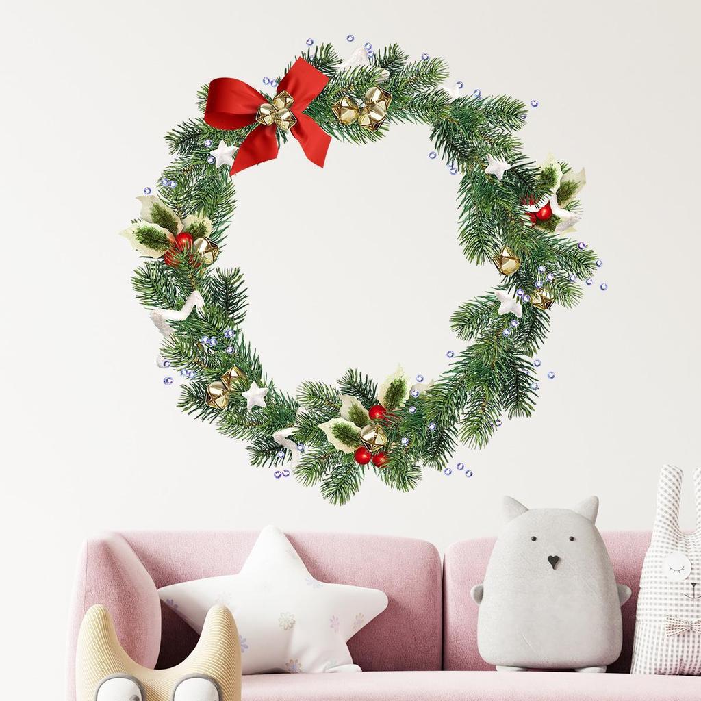 New Christmas Wreath Stickers Santa Claus Glass Window Stickers for Door Wall Decoration Wall Stickers Self-adhesive Home