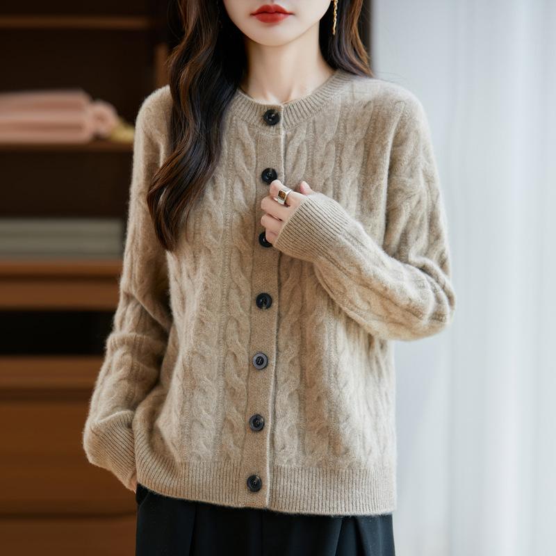 

Новый свободный вязаный кардиган с длинными рукавами большого размера для женщин на осень и зиму, простой, стильный и универсальный топ с плотным пальто XL верблюд