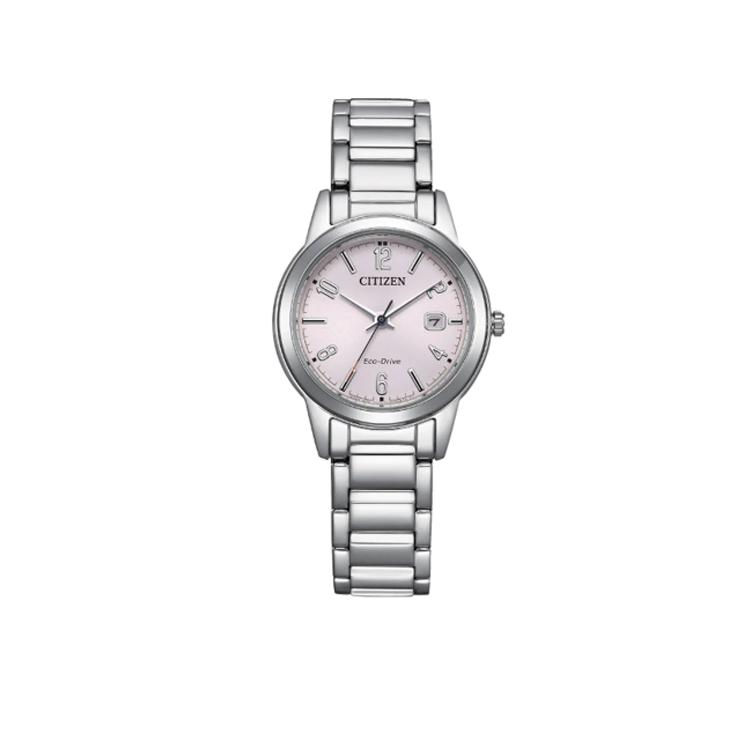 CITIZEN Eco Drive 30m Water Resistant Light Powered Quartz Movement Stainless Steel Strap Watch FE124171Z Pink Watch Dial