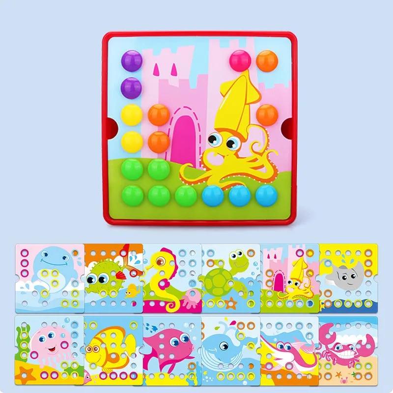 Novo cogumelo prego diy dos desenhos animados brinquedos artesanais montessori brinquedos educativos das crianças jogo de quebra-cabeça 3d inteligente presentes de tabuleiro
