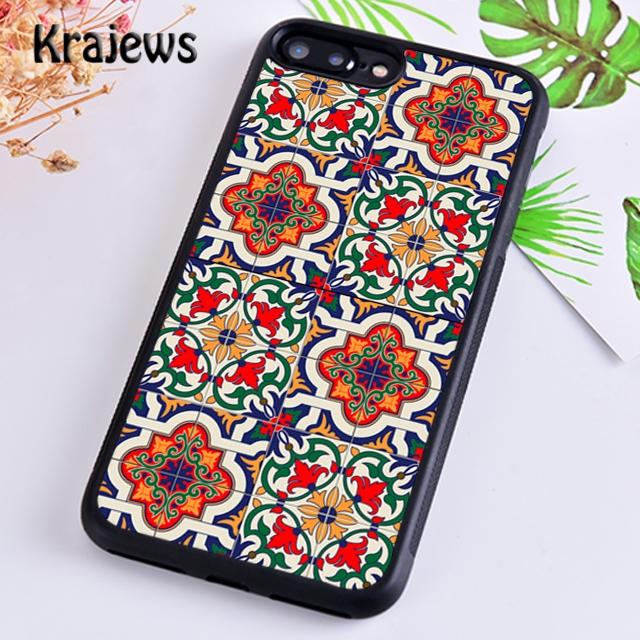 Krajews Ancient Floral Tiles Phone Case Cover For iPhone 17 Air 16 15 14 plus 12 pro max coque Shell Fundas