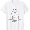 A Minimalist One-line Drawing of a Cat T-Shirt