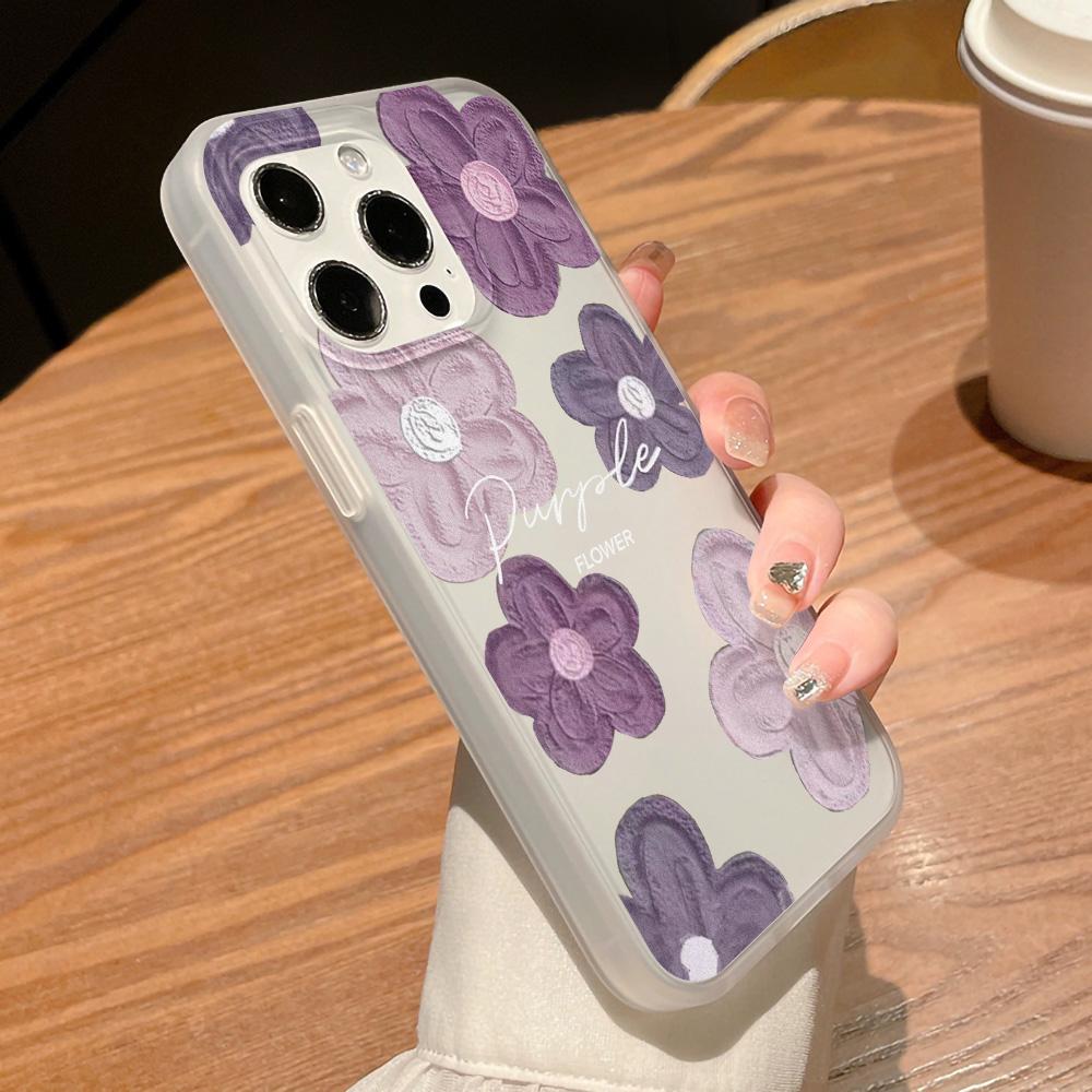 Handyhüllen für iPhone 11 13 15 Pro Max 12 14 Pro Max Hülle iPhone 16 15 Plus 13 Pro 12 Frosted Texture Painted Cartoon Flowers